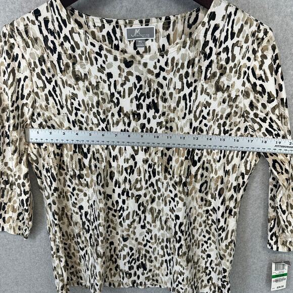 JM Collection Animal-Print Jacquard Top Womens Size PL Multicolor 3/4 Sleeve - Picture 9 of 13